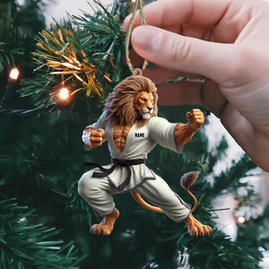 Lion Karate Christmas Ornament, Personalized Ornament