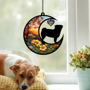 Custom Background And Name, Dog Breed Personalized Ornament, Window Ornament