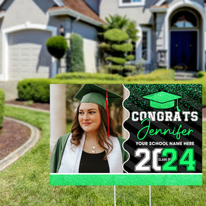 Congrats Class Of 2024, Custom Color, Your Photo And Texts, Personalized Lawn Sign, Yard Sign, Gift For Graduation