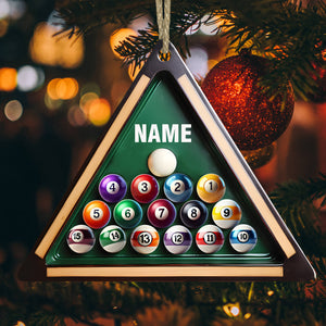 Pool Table Billiard Ball Christmas Ornament, Personalized Ornament