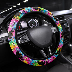 Custom Tie Dye Pet Photo - Personalized Steering Wheel Cover - Gift For Pet Lover