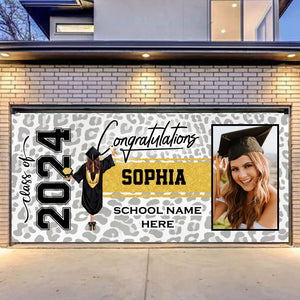 Congratulations - Personalized Photo And Name, Single Garage, Garage Door Banner Covers - Garage Door Banner Decorations