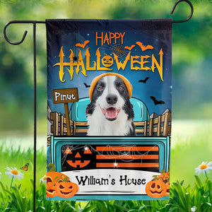 Happy Halloween On Car - Custom Photo And Text - Personalized Halloween Flag - Halloween Gift