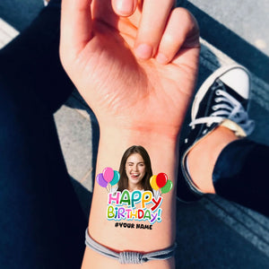 Balloon Birthday, Custom Photo And Text Temporary Tattoo, Personalized Tattoo, Fake Tattoo