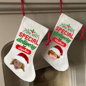 Special Delivery For - Personalized Photo Christmas Socks Decoration - Custom Photo Gift, Christmas Gift