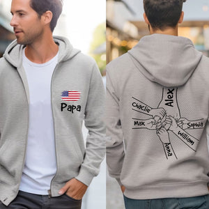 American Family - Custom Title And Names - Personalized Zip Up Hoodie, Family Gift, Father's Day, Mother's Day