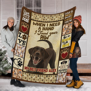 When I Need A Hand, I Found Your Paw - Custom Photo - Personalized Fleece Blanket, Christmas Gift For Pet Lover