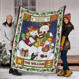 Xmas Family - Custom Text - Personalized Fleece Blanket, Christmas Gift For Family