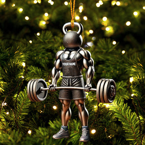 Weightlifter Lover Christmas Ornament, Personalized Ornament