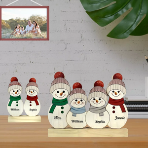 Christmas Personalized Wooden Snowman Family - Puzzle Wooden Snowman Family - Wooden Pet Carvings