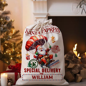 Santa Express Special For Custom Text, Personalized String Bag, Christmas Gift