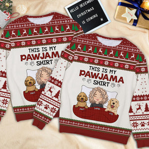 This My Pawjama Shirt - Custom Appearance And Name - Personalized Woolen Sweater - Family Gift, Gift For Pet Lover, Xmas Gift