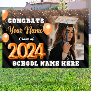 Congrats Class Of 2024, Custom Background, Quote, Photo And Texts - Personalized Lawn Sign, Yard Sign, Graduation Gift, College Graduation