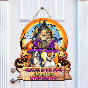 Welcome To Pets Home - Personalized Wooden Door Sign - Halloween For Pets - Halloween Gift