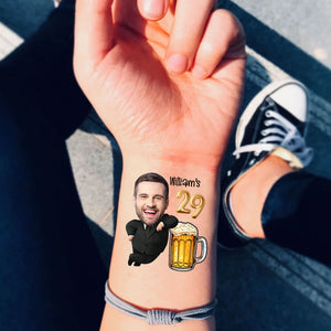 Beer Boss Custom Photo And Text Temporary Tattoo, Personalized Tattoo, Fake Tattoo