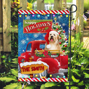 Happy Holidays Pet Gift On Car - Custom Pet Photo And Name Flag - Christmas Gift, Gift For Pet Lovers