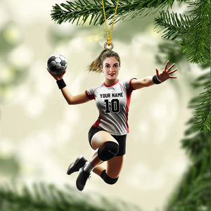 Handball Woman Decor Christmas Ornament, Personalized Ornament