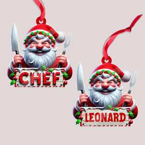 Custom Name Chef Ornament, Santa Chef Gift for Cooking Lover