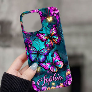 Butterfly - Custom Text - Personalized Phone Case, Gift For Family, Gift For Friend, Gift For Her