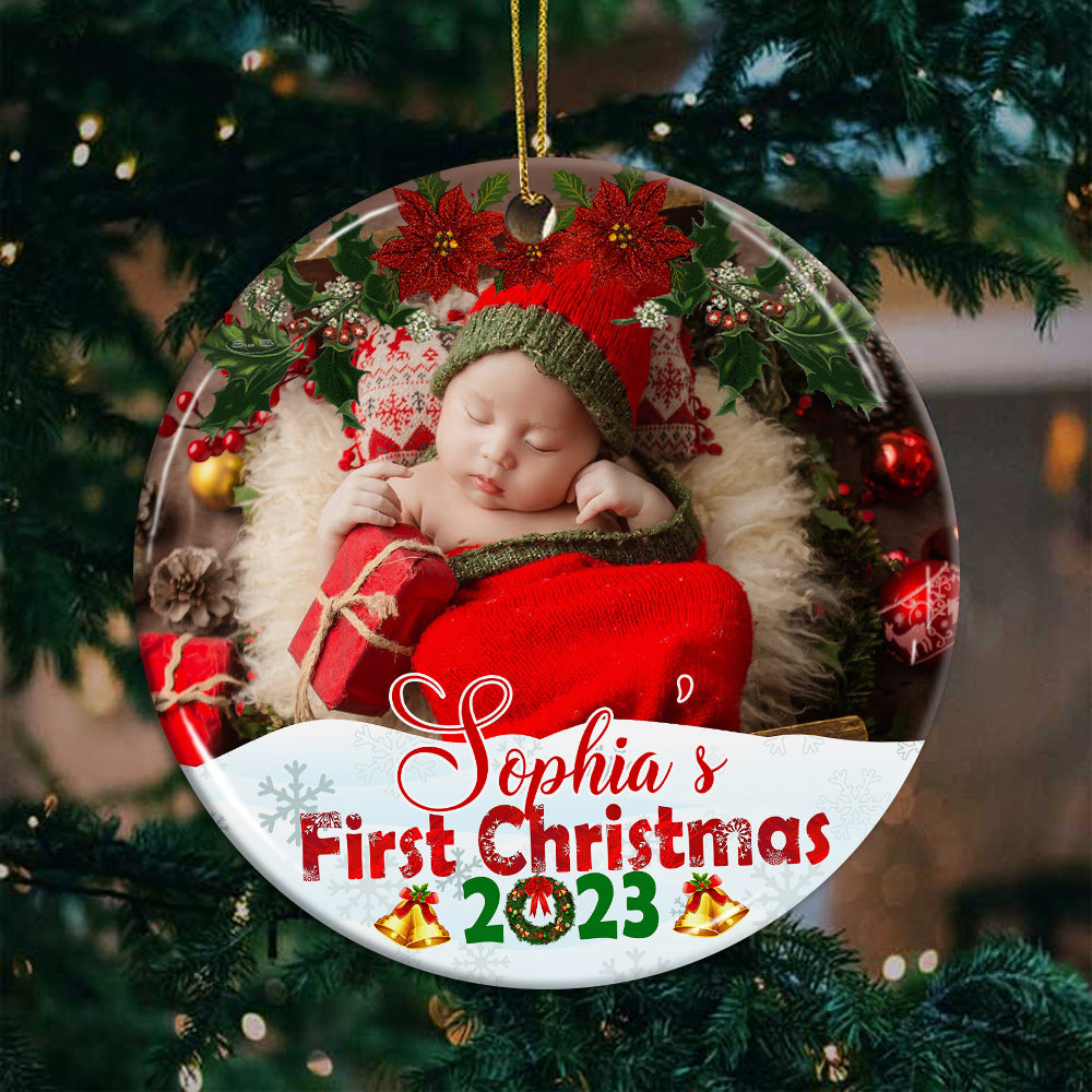 Baby's First Christmas - Personalized Ceramic Ornament - Gift For Christmas, Family Gift