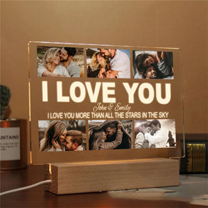 I Love You More Than All The Stars In The Sky, Custom Photo And Text, Personalized Acrylic LED Light