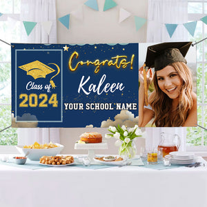 Congrats Class Of 2024- Personalized Photo Graduated Banner -  Decoration Gifts