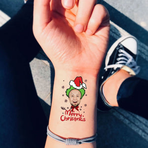 Merry Christmas, Custom Photo Temporary Tattoo, Personalized Tattoo, Fake Tattoo