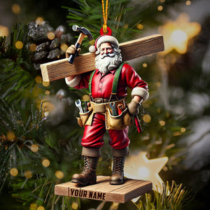 Carpenter Santa Christmas Ornament, Personalized Ornament