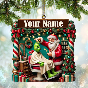 Custom Barber Santa Ornament, Personalized Ornament