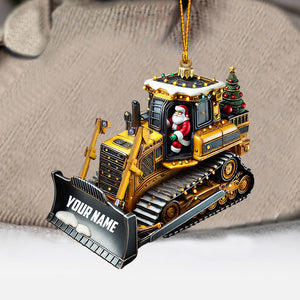 Santa Rides Snowplow Christmas Ornament, Personalized Ornament