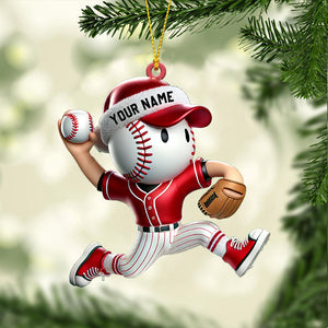 Baseball Player Christmas Ornament, Personalized Ornament