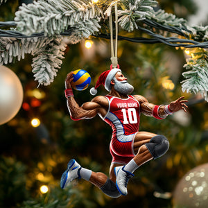 Volleyball Santa Home Decor Christmas Ornament, Personalized Ornament