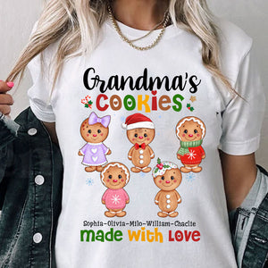 Gift For Grandma Cookies Made With Love - Personalized T-Shirt - Family Gift