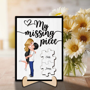 My Missing Piece Valentine‘s Day Gift For Her Gift For Him Personalized 2-Layer Wooden Plaque