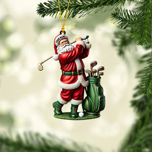 Santa Golf Player Christmas Ornament, Personalized Ornament