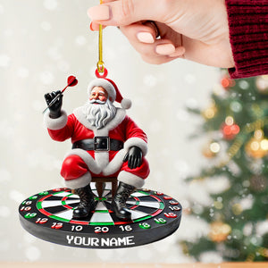 Santa Darts Christmas Ornament, Personalized Ornament