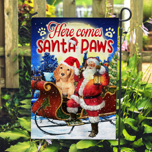 Here Comes Santa Paws - Custom Pet Photo And Name Flag - Christmas Gift, Gift For Pet Lovers