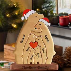 Christmas Personalized Wooden Bears Family - Puzzle Wooden Bears Family - Wooden Pet Carvings