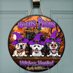 Hocus Pocus Co - Witches Wanted Apply Within - Personalized Funny Wooden Door Sign - Halloween For Dogs - Halloween Gift