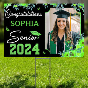 Congratulation 2024 Custom Background, Photo And Texts - Personalized Lawn Sign, Yard Sign, Gift For Graduation