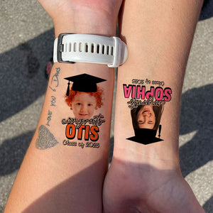 Graduation Tattoo Gift Custom Photo And Text Temporary Tattoo, Personalized Tattoo, Fake Tattoo