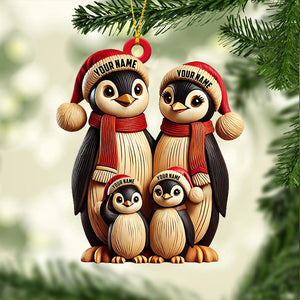 Penguin Family Christmas Ornament, Personalized Ornament