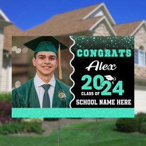 Congrats Class Of 2024, Custom Background, Your Photo And Texts - Personalized Lawn Sign, Yard Sign, Graduation Gift, College Graduation