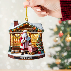 Santa Butcher House Home Decor Christmas Ornament, Personalized Ornament