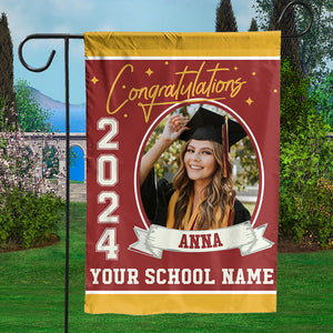 Congrats Class Of 2024, Graduation Gift - Custom Photo And Texts Graduation Flag