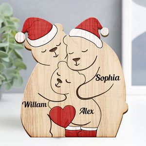 Personalized Wooden Bears Family Christmas - Puzzle Wooden Bears Family - Wooden Pet Carvings