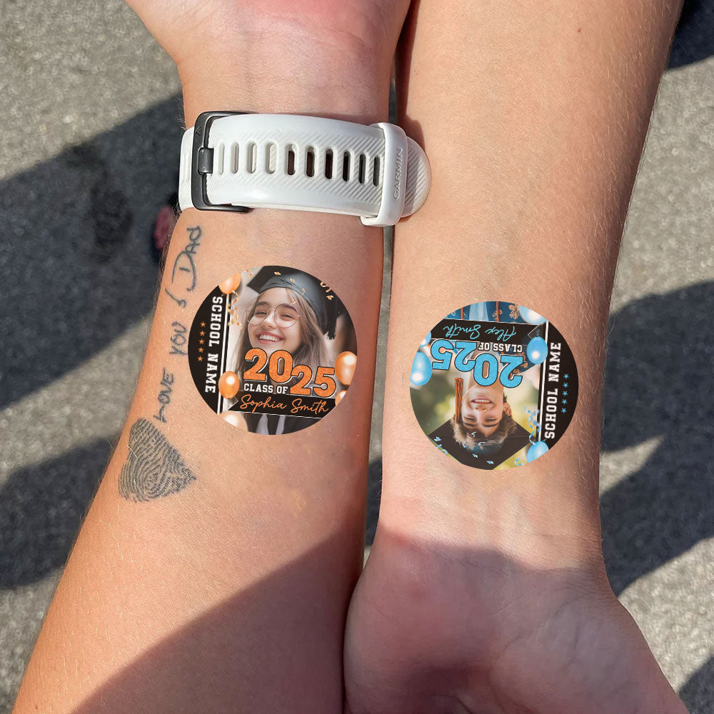 Congrats Class Of 2025 Graduation Senior Tattoo Gift, Custom Temporary Tattoo, Personalized Tattoo, Fake Tattoo