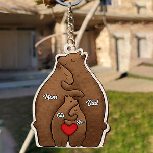 Christmas Bear Family, Custom Name - Personalized Keychain - Gift For Family, Christmas Gift