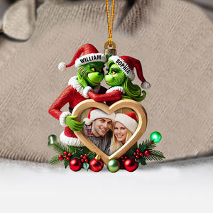 Heart Photo Couple ELF Home Decor Christmas Ornament, Personalized Ornament