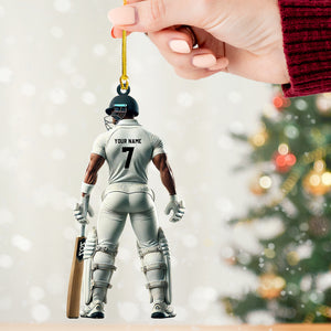 Cricket Ball Player Christmas Ornament, Personalized Ornament